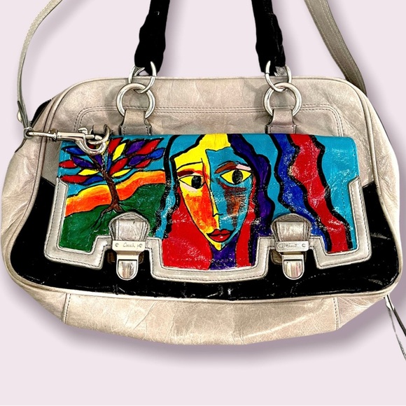 Coach ART by artist Artistic Face Design Shoulder Bag - Picture 1 of 10